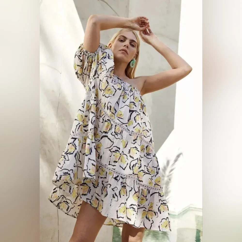VELVET By Graham & Spencer Adalyn One Shoulder Boho Mini Dress